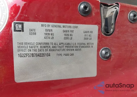 2008 Pontiac G6 Value Leader/Base from USA, damaged, VIN 1G2ZF57B784226104